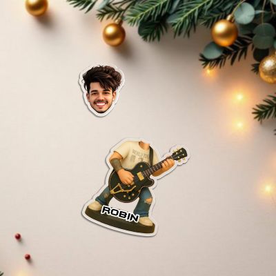 Personalized Guitarist Bobblehead Caricature Standee Gift for Musicians, Guitar Players & Music Lovers  Music Studio & Office Decor  Battery Powered Moving Head Feature